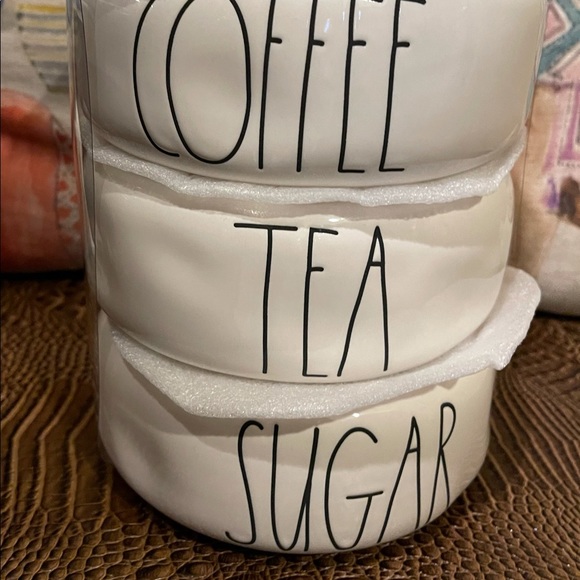 4 Piece COFFEE / TEA / SUGAR Ceramic LL Stacking Canister Set